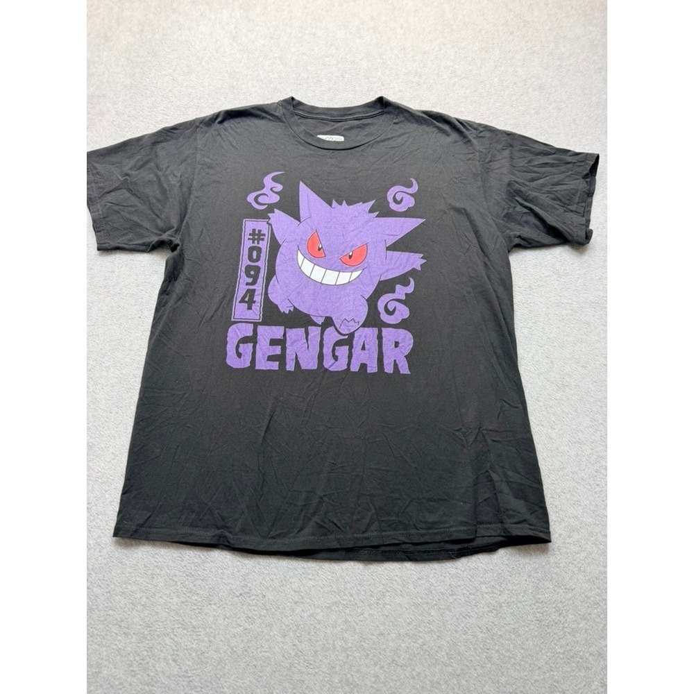 Pokemon Gengar Graphic Tee Mens Large Black Short Sleeve T-Shirt 094 Ghost Type